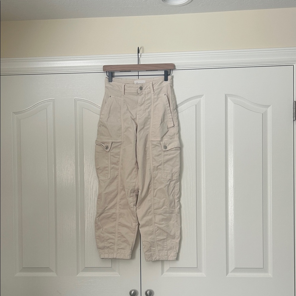 Women’s Anthropologie velvet feel Tan Cargo Pants size 0 worn one time
